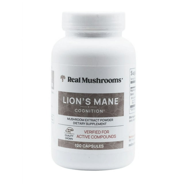 Real Mushrooms Lion's Mane | 1,000 Mg | 60 Servings | 120 Capsules REAL MUSHROOMS Lion's Mane Cognition