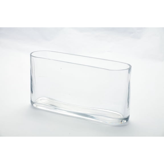 CC Home Furnishings 10" Clear Oval Glass Vase Tabletop Decoration