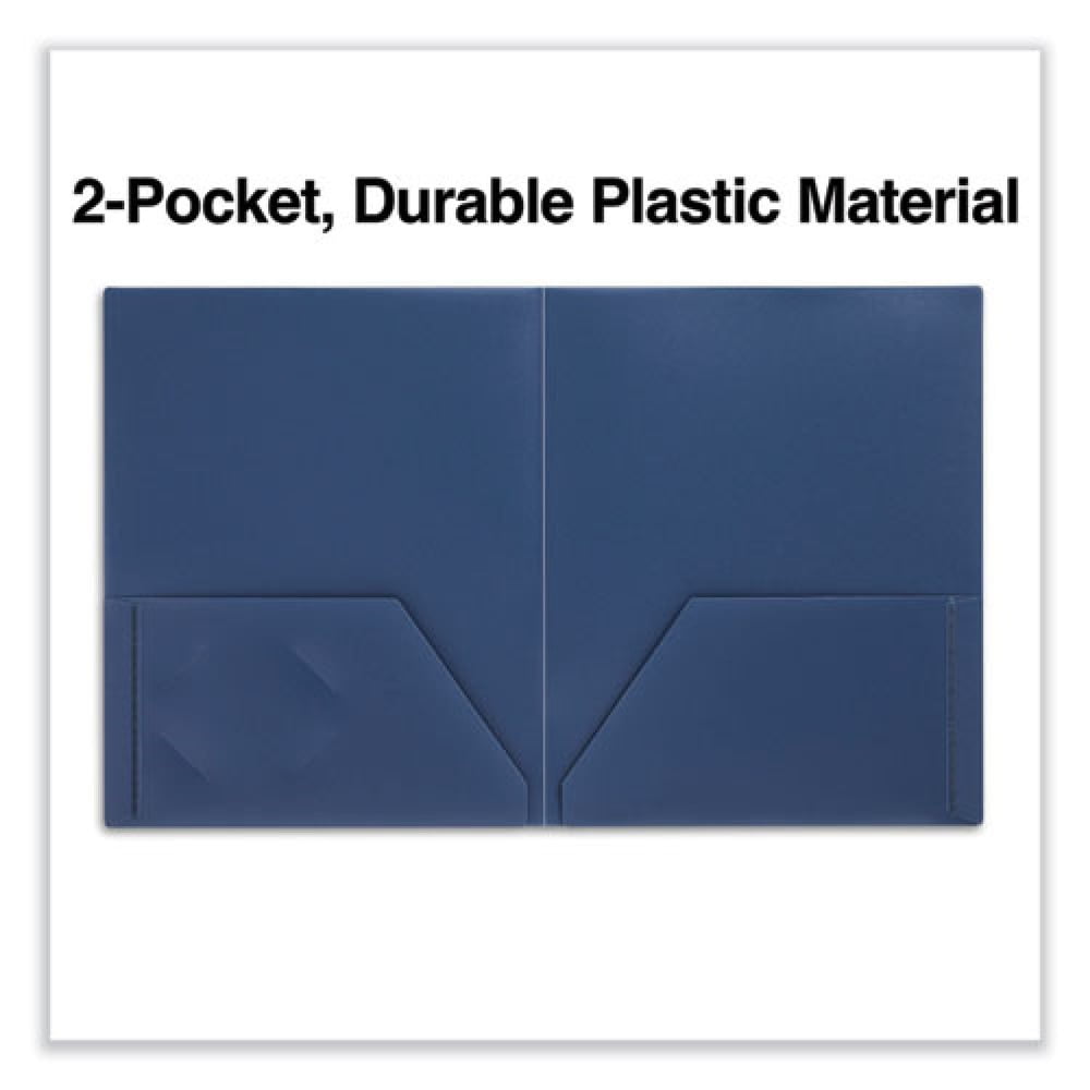 2-Pocket 11 in. x 8-1/2 in. Plastic Folders - Navy Blue (10-Piece/Pack)