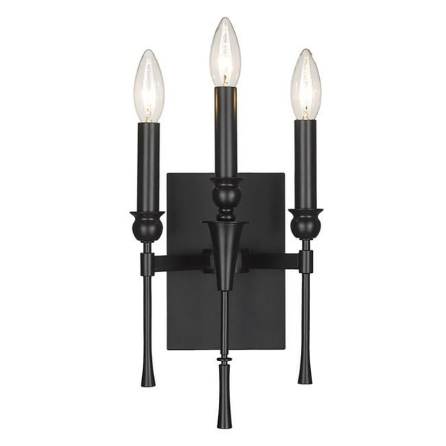 Golden Lighting Landon Matte Black 3 Light Wall Sconce Traditional Transitional
