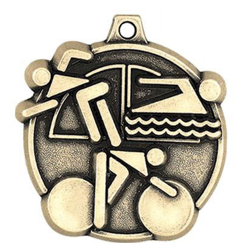 Triathlon Medals, 2" Gold Diecast Triathlon Medal Award 5 Pack