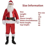 5 Pcs Christmas Santa Claus Costume Plush Father Fancy Clothes Xmas Cosplay Props （Red，high quality）