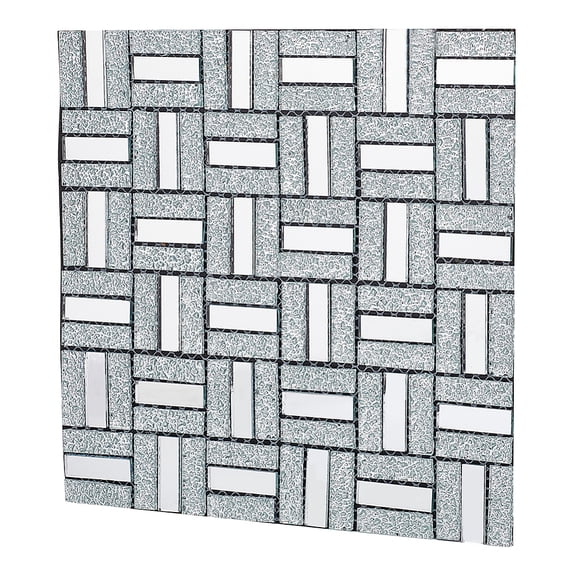 Rectangle Craft Mirror Tiles 11.8x12.2inch Self-Adhesive Wallpaper Tiles Glass Mirror Tile Mosaic Peel and Stick Backsplash for DIY Craft Home Decor Living Room Bedroom Bathroom Shower DIY