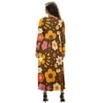 thumbnail image 2 of FKELYI Fall Maxi Dress for Women Long Sleeve V Neck Wedding Guest Dresses Autumn Flower Leaf Print Flowy A-Line Elegant Dress with Pockets for Spring, 3XL, 2 of 6