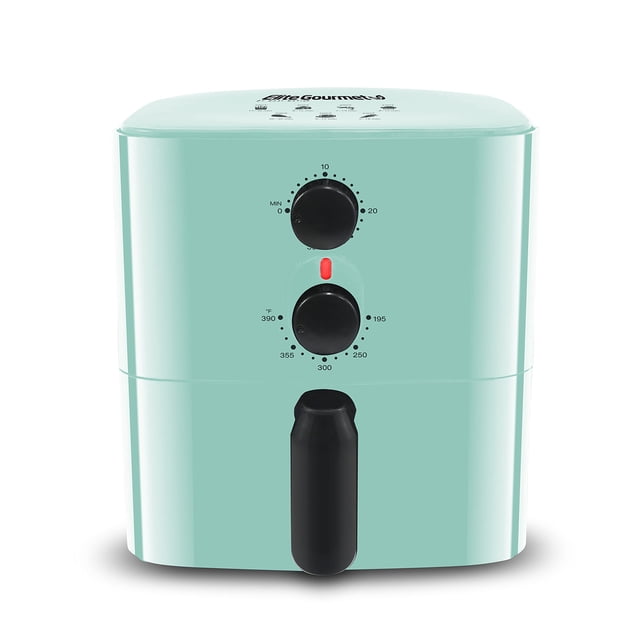 Elite Gourmet EAF-3218BL - Freidora eléctrica de aire caliente compacta de 1.1 cuartos de galón para ahorro de espacio, cocina saludable, temporizador y controles de temperatura, sin PFOA, menta