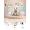 thumbnail image 2 of Bunny Easter Satin Pillowcase for Hair and Skin with Zipper, Soft Breathable Cooling Silk Pillow Cases, Colorful Eggs Spring Floral Rustic Throw Pillow Covers Queen Size 20"x30" Set of 2, 2 of 6