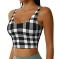 thumbnail image 2 of Rateoe White And Black Plaid Print Womens' Sports Bras Scoop Neck Sports Vest- Padded U Back Seamless High Impact Support, 2 of 7