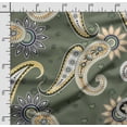 thumbnail image 2 of Soimoi Asian Paisley Print,Cotton Cambric, Quilting Fabric Sold by The Yard 42 Inch Wide, Medium Weight Cotton Fabric, SewingSupplies,Dusty Green, 2 of 5