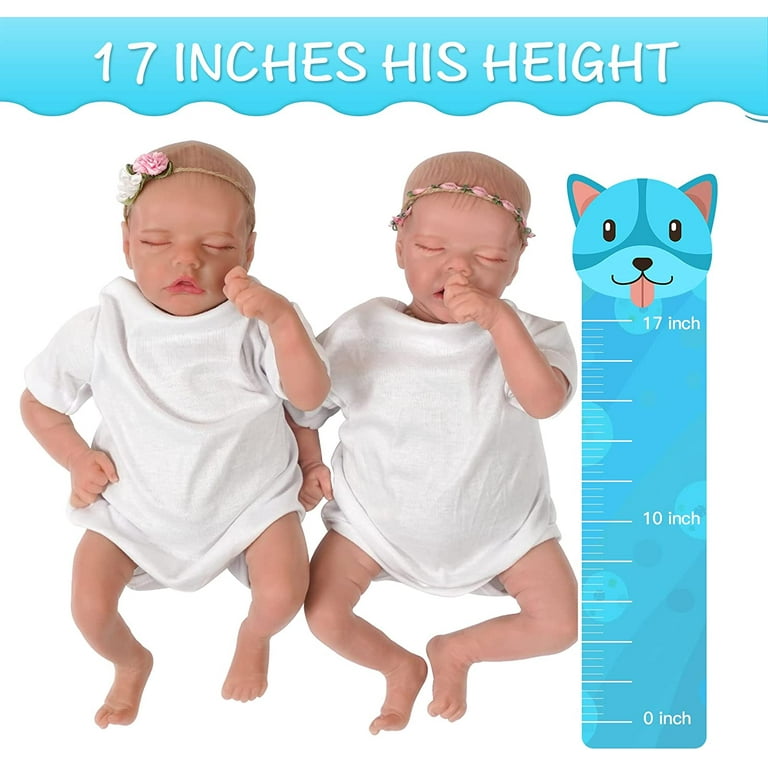 Miaio 17 Inches Real Silicone Feel Twins Reborn Baby Dolls Maren and Monica Lifelike Newborn Twins Xmas Gift Walmart