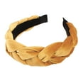 thumbnail image 1 of XASZHN Textured Braided Velvet Wide Headband for Women Solid Color Hair Accessory with Ribbon Detail Gold_001 One Size, 1 of 5