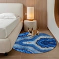 thumbnail image 3 of Blue Marble Round Area Rug 3.3 FT, Non Slip Small Entryway Kitchen Mat, Modern Luxury Granite Surface Motif Sketch Washable Soft Circular Rug Non-Shedding Door Mat for Bathroom Playroom Kids Room, 3 of 9