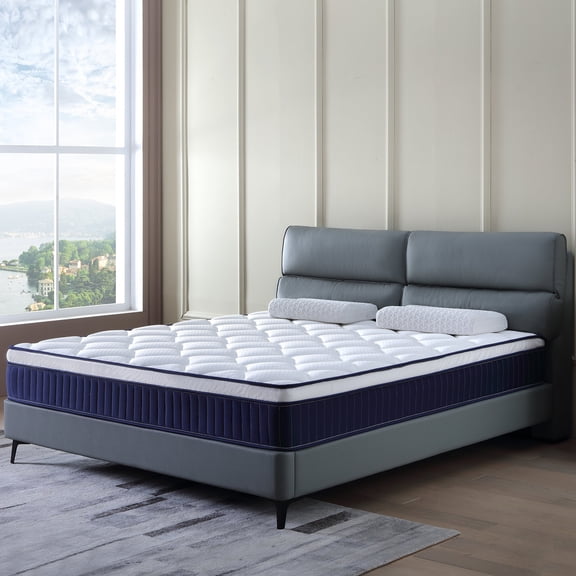 Queen Size Innerspring Mattresses, Alwyn Home Innerspring Mattress Medium Hybrid Mattress in a box With Certipur-US Certified Pocket Spring, Pressure Relief, and Motion Isolation