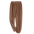 thumbnail image 4 of ManxiVoo Womens Cozy Sleep Pajama Pants Soft Plush Sleepwear with Cuffed Ankles Relaxing Loungewear for Night and Home One Size Size Khaki, 4 of 4