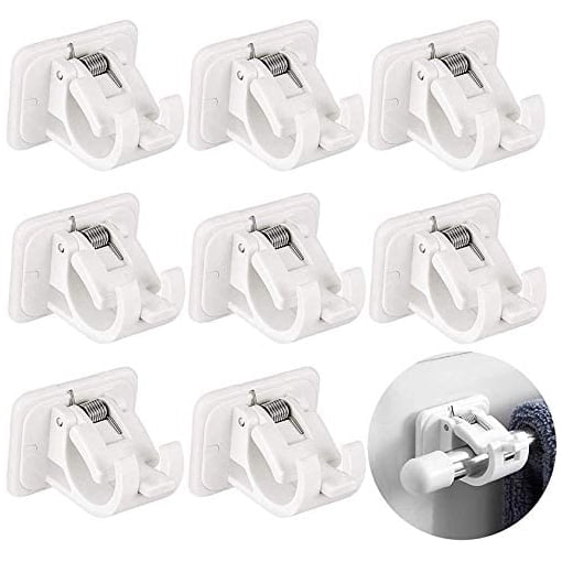 2 Pieces Curtain Rods White Hanger Crossbar Curtain Clips Wall Hooks Durable 