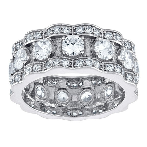 925 Sterling Silver Mens Cubic Zirconia Presidential Size 7 8mm Eternity Ring Band Wedding Band for Men