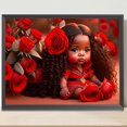 thumbnail image 1 of Cuadros Decorativos 5D bricolaje taladro redondo completo diamante pintura rosa niña decoración del hogar (QQ844) Wdftyju de costura negro 4 estilos, 1 of 1