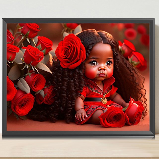 Cuadros Decorativos 5D bricolaje taladro redondo completo diamante pintura rosa niña decoración del hogar (QQ844) Wdftyju de costura negro 4 estilos