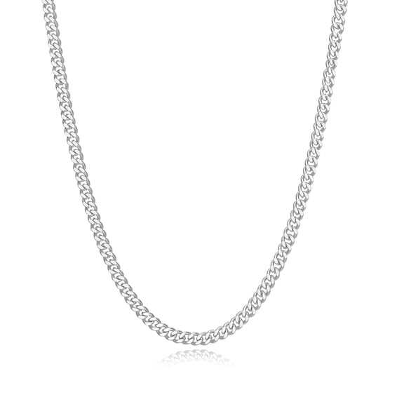 DESIGNICE 5Mm Silver Chain for Men, Stainless Steel Cuban Link Chain Necklace for Men ,Mens Chain Necklaces Silver 16,18,20,22,24, Inch