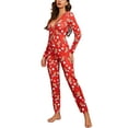 thumbnail image 3 of Rdhnmea Women Christmas  one-piece  V Neck Bodycon One Piece Pajamas Christmas Cartoon Printed Jumpsuit Bodysuit Sleepwear, 3 of 6