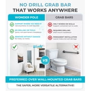 Stander Wonder Pole with Rotating Single Grab Bar, Tension Mounted Floor to Ceiling Transfer Pole for Seniors & Elderly Adults, No-Drill Support Rail with Assist Handle for Home & Bath Safety, White