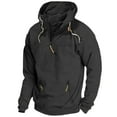 thumbnail image 2 of BiZtdJrK Mens Half Zip Pullover Hoodies Long Sleeve Casual Hooded Sweatshirt with Pockets Solid Color Gym Workout Tops, Black, XL, 2 of 6