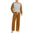 thumbnail image 2 of Posijego Men's Pajama Sets 2 Piece Outfits Long Sleeve Tee Shirt and Lounge Pants Nightwear Sleepwear Set, 2 of 7