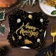 thumbnail image 5 of Paquete de 20 servilletas negras y doradas para Nochevieja | Vajilla de papel desechable para celebraciones navideñas | Decoración festiva de 16,5 x 16,5 cm, 5 of 5
