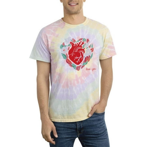 Realistic Heart W Flowers Tie Dye Spiral Men -Image by Shutterstock, Male Medium