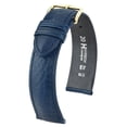 thumbnail image 2 of HIRSCH Camelgrain Hypoallergenic Leather Watch Strap - Blue Band / Gold Buckle - M - 12mm, 2 of 9