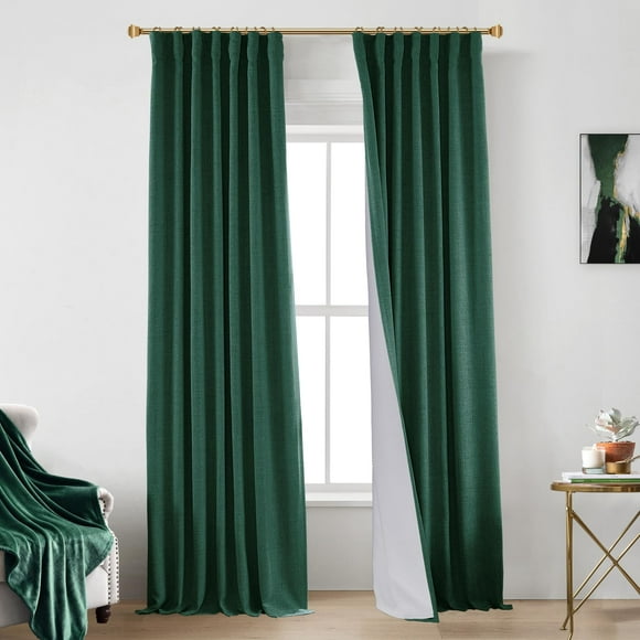 Cortinas opacas PANELSBURG, aislantes de invierno, color verde, 244 cm