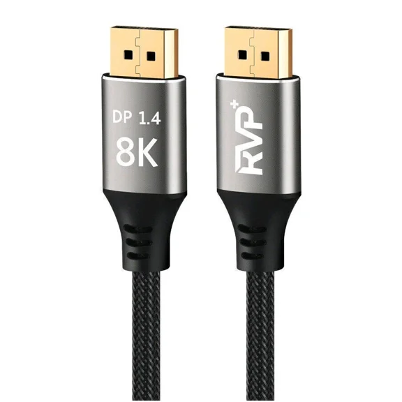 Open Box MVTV 1.5M DISPLAYPORT TO DISPLAYPORT CABLE HDR 1.4 MALE TO MALE 8K - BLACK/GRAY
