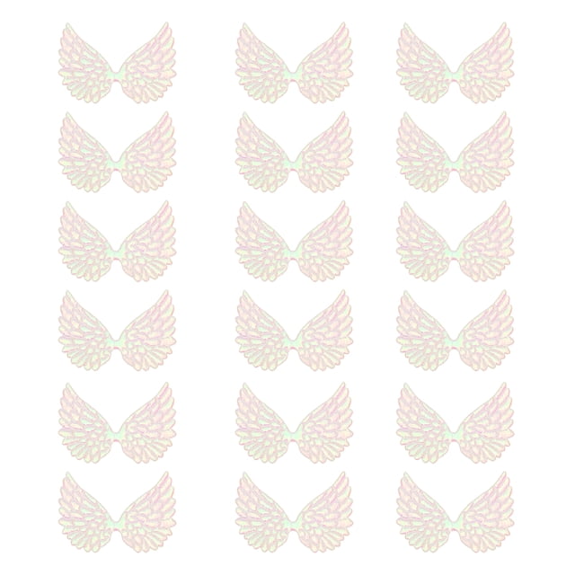 Uxcell 18Pcs Alas de Ángel para Manualidades, Pequeñas Alas de Ángel Brillantes Blancas, Parches de Tela para Coser en Manualidades DIY (3.4 Pulgadas)