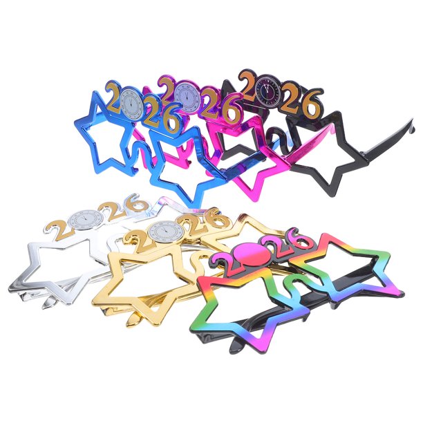 unbranded 6Pcs 2026 New Year Party Glasses Plastic Novelty Eyewear for Home and Holiday Celebrations