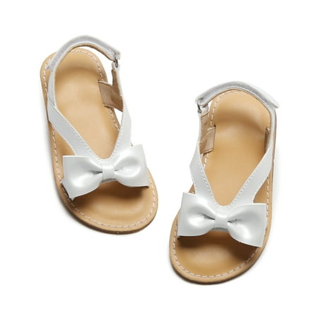 Toddler Girl White Sandals Size 7 Easter Flower Girl Dress Shoes Open Toe Little Kid Summer Flats