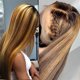 thumbnail image 4 of Peluca de pelo largo y liso, peluca recta para mujer, peluca recta para mujer, peluca marrón degradado dorado de moda, parte superior de la línea, 4 of 7