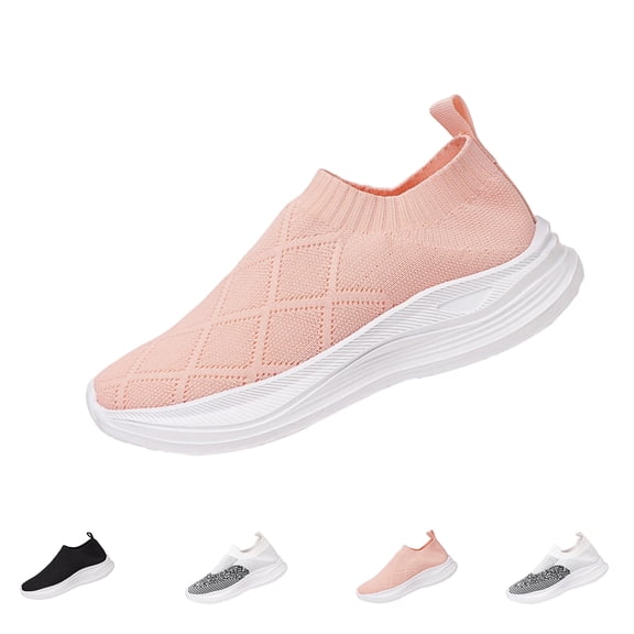 Domzle Womens Slip on Walking Shoes Comfort Lightweight Casual Sneakers | Non-Slip Breathable Sock Work Shoes Mesh Sport Casual Fashion Tennis Running Sneakers White