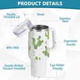 thumbnail image 4 of SKYSONIC Insulated Tumblers with Lids and Straws Handles 40oz Water Bottle Aztec Cactus Triangle Travel Mug Reusable Stainless Steel Thermos Vacuum, 4 of 7