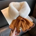 thumbnail image 3 of Women Cross Scarf Fall Winter Faux Rabbit Fur Knit Fish Tale Splicing Soft Thickened Warm Windproof Cold Weather Girls Neck Wrap Scarf Birthday Gift, 3 of 8