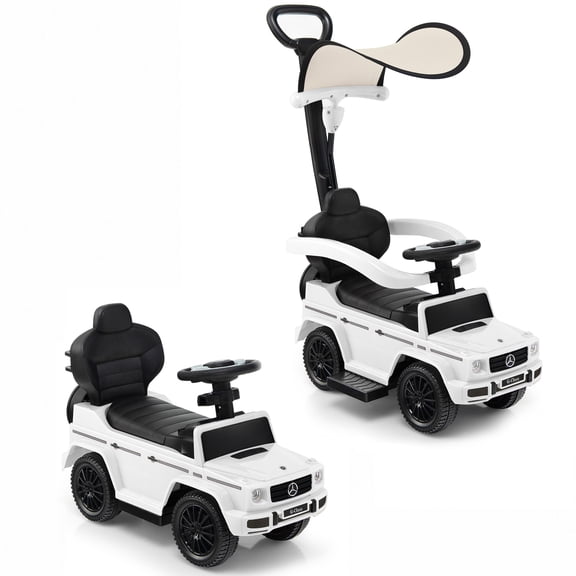 ELLEGNT Licensed Mercedes Benz 3 in 1 Kids Ride On Push Car with Canopy 18 to 36 Months, White