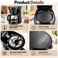 thumbnail image 5 of Coffee Maker, 6-Cup Drip Coffee Maker with Glass Carafe, Reusable Filter, Pause and Serve, Keep Warm, Black, 5 of 8