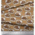 thumbnail image 2 of Soimoi Brown Heavy Satin Fabric Leaves,Mushroom & Porcupine Cartoon Print Fabric by the Yard 54 Inch Wide, 2 of 3
