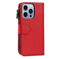 thumbnail image 6 of SaniMore iPhone 14 Pro 6.1" 2022 Case with Wrist Strap Zipper Wallet [Card Slots] Premium PU Leather Skin [Retro Durable] Shockproof Anti-scratch Kickstand Business Cover For iPhone 14 Pro, Red, 6 of 8