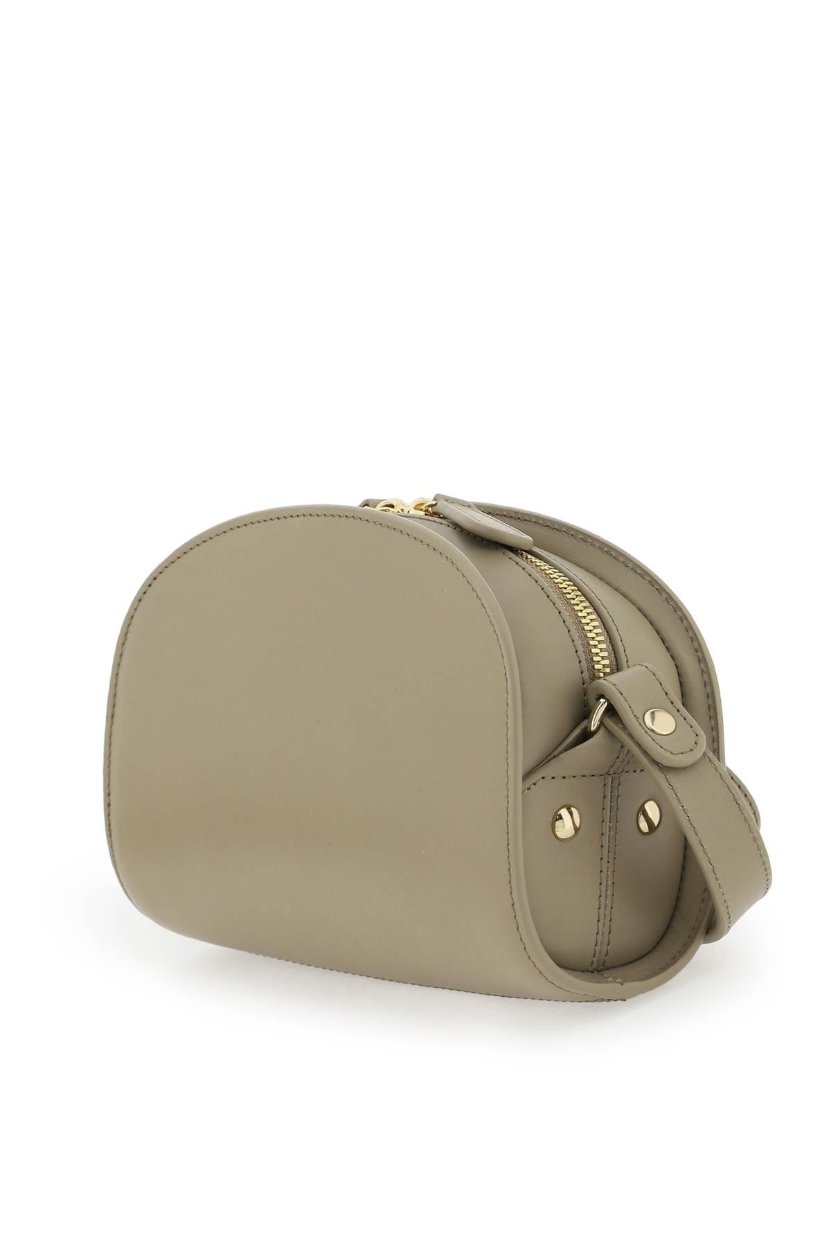 Demi Lune Mini Leather Shoulder Bag in Gold - A P C