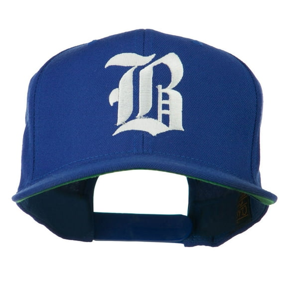 Old English B Embroidered Flat Bill Cap - Royal OSFM