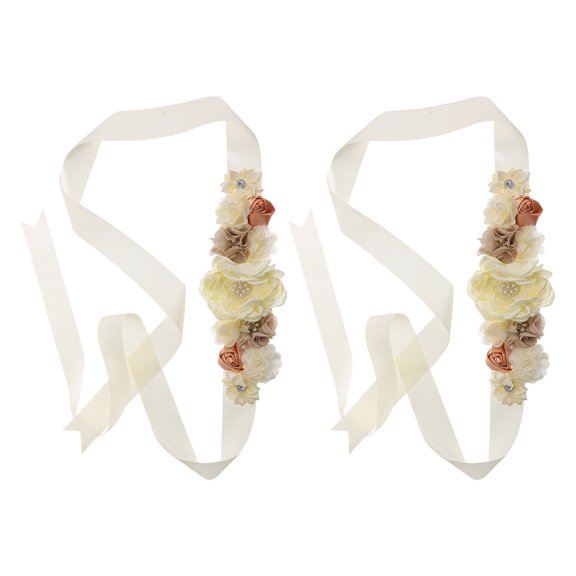 TABLZONE 2Pcs Beige Decorative Flower Maternity Sash Belt for Pregnancy Party and Photo Prop Use