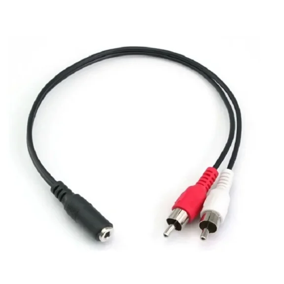 black 3.5mm Stereo Female To 2 Male RCA Jack Adapter Aux Audio Y Cable Splitter Free Shipping Transmission & Cables