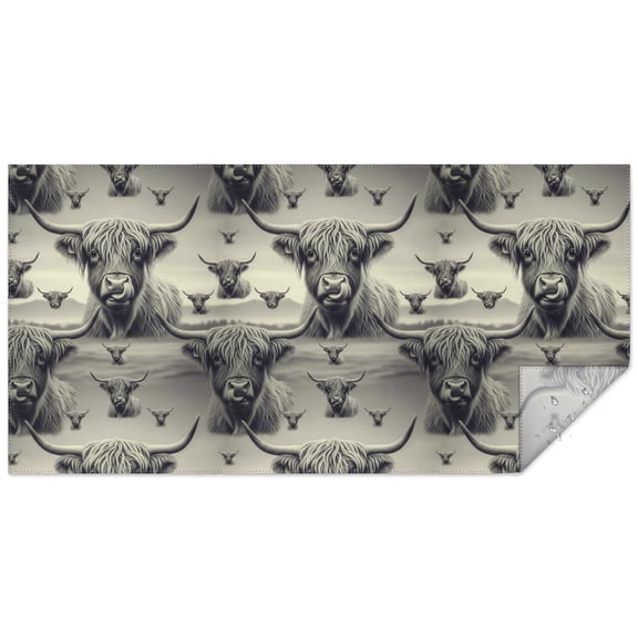 Highland Cow and Calf Print Rectangle Tablecloth 60"x120", Waterproof Polyester Wipeable Spillproof Table Cover for Dining Camping Indoor and Outdoor Use