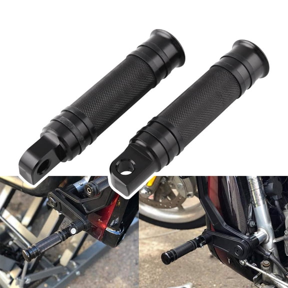 HONMEET 2-Pack Black Aluminum Motorcycle Foot Pegs with Large Diameter Ends and Secure Boot Support