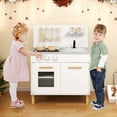 thumbnail image 2 of Costway Kids Kitchen Playset with Light up Stove & Cooking Sounds Oven Sink Faucet White, 2 of 10