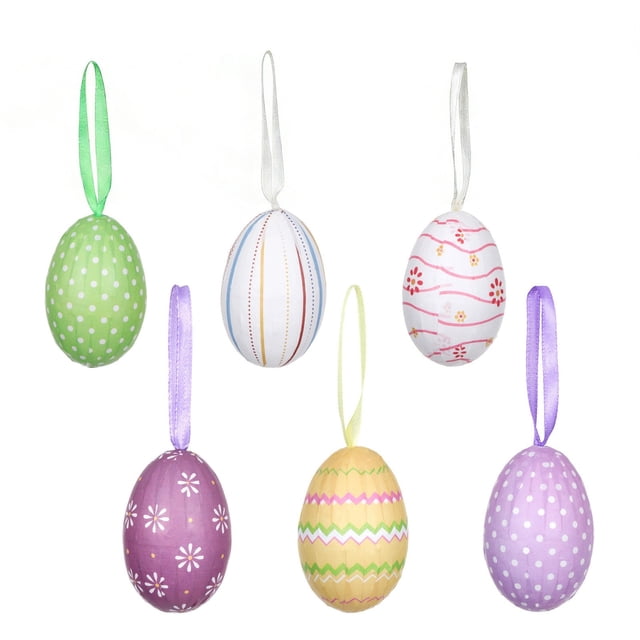 Easter Egg Hanging Colorful And Varying Sized Foam Easter Egg Decorative Eggs DIY Craft Styles Featuring Rabbit And Patterns Suita
